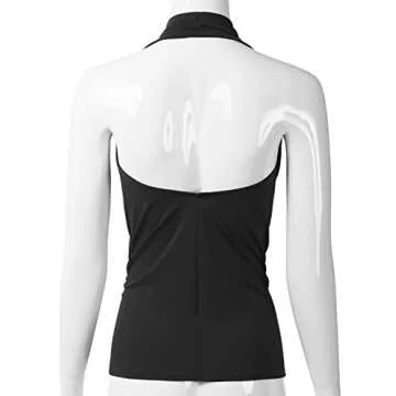 EIMIN Women's Casual Halter Neck Draped Front Sexy Open Back Tank Top Black S