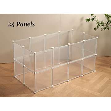 LURIVA Transparent Clear Small Animal Playpen, Guinea Pig Cages, Puppy Dog Playpen, Pet Playpen, Rabbit Bunny Indoor Fence Pen Enclosure, White Clear Plastic Playpen,12X12 Inch, 12Panels