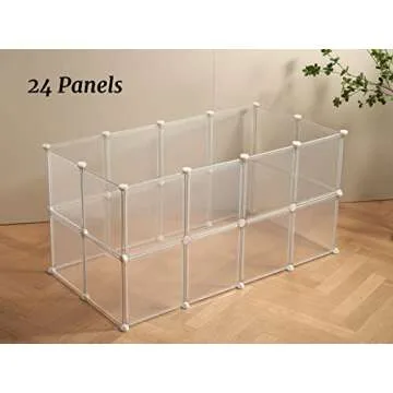 LURIVA Transparent Clear Small Animal Playpen, Guinea Pig Cages, Puppy Dog Playpen, Pet Playpen, Rabbit Bunny Indoor Fence Pen Enclosure, White Clear Plastic Playpen,12X12 Inch, 12Panels