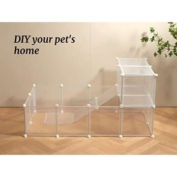 LURIVA Transparent Clear Small Animal Playpen, Guinea Pig Cages, Puppy Dog Playpen, Pet Playpen, Rabbit Bunny Indoor Fence Pen Enclosure, White Clear Plastic Playpen,12X12 Inch, 12Panels