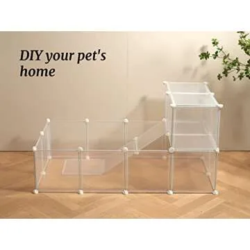 LURIVA Transparent Clear Small Animal Playpen, Guinea Pig Cages, Puppy Dog Playpen, Pet Playpen, Rabbit Bunny Indoor Fence Pen Enclosure, White Clear Plastic Playpen,12X12 Inch, 12Panels