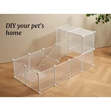 LURIVA Transparent Clear Small Animal Playpen, Guinea Pig Cages, Puppy Dog Playpen, Pet Playpen, Rabbit Bunny Indoor Fence Pen Enclosure, White Clear Plastic Playpen,12X12 Inch, 12Panels