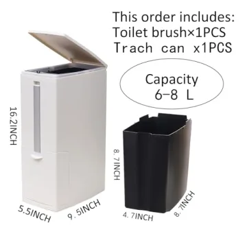 Cq Acrylic 2.1 Gallon White Trash Can, Compact & Easy to Clean