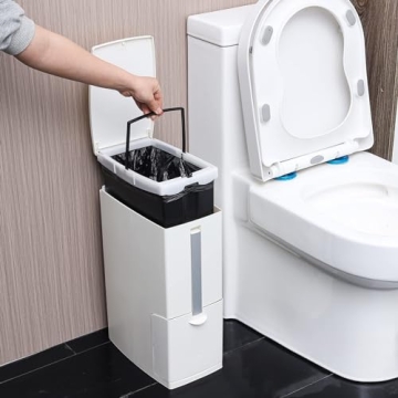 Cq Acrylic 2.1 Gallon White Trash Can, Compact & Easy to Clean