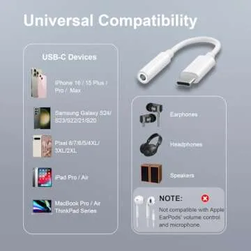 Duyasurs USB C to 3.5mm Adapter for iPhone and Android