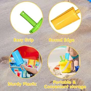QINGLER Beach Shovels for Kids - Colorful 3 Pack Toys
