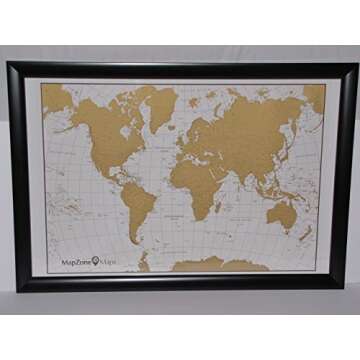 MapZone Maps - Scratch off World Travel Map - White and Gold with USA - Scratch off Tool Included