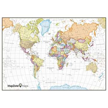 MapZone Maps - Scratch off World Travel Map - White and Gold with USA - Scratch off Tool Included