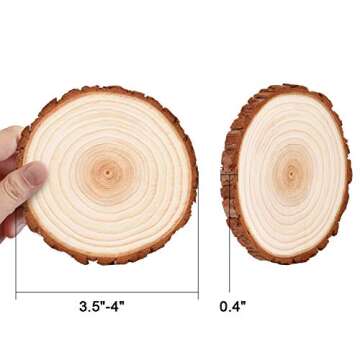 LESUMI Unfinished Natural Wood Slices with Bark - 20 Pcs 3.5-4 inch Wood Craft kit, DIY Kids Arts an...