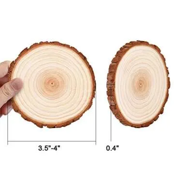 LESUMI Unfinished Natural Wood Slices with Bark - 20 Pcs 3.5-4 inch Wood Craft kit, DIY Kids Arts an...