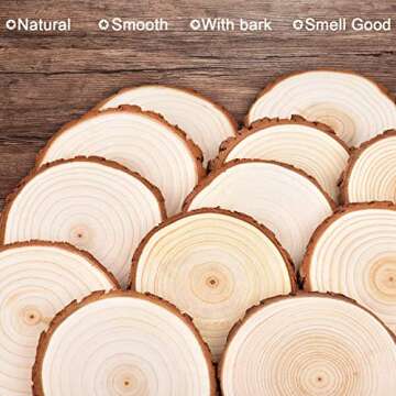 LESUMI Unfinished Natural Wood Slices with Bark - 20 Pcs 3.5-4 inch Wood Craft kit, DIY Kids Arts and Crafts Coasters Christmas Ornaments Rustic Wedding Decorations