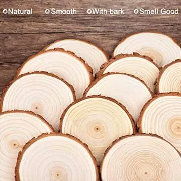 LESUMI Unfinished Natural Wood Slices with Bark - 20 Pcs 3.5-4 inch Wood Craft kit, DIY Kids Arts and Crafts Coasters Christmas Ornaments Rustic Wedding Decorations