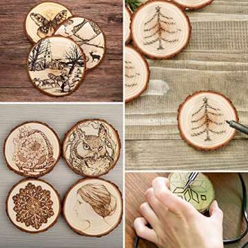LESUMI Unfinished Natural Wood Slices with Bark - 20 Pcs 3.5-4 inch Wood Craft kit, DIY Kids Arts and Crafts Coasters Christmas Ornaments Rustic Wedding Decorations