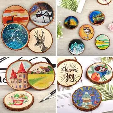 LESUMI Unfinished Natural Wood Slices with Bark - 20 Pcs 3.5-4 inch Wood Craft kit, DIY Kids Arts and Crafts Coasters Christmas Ornaments Rustic Wedding Decorations