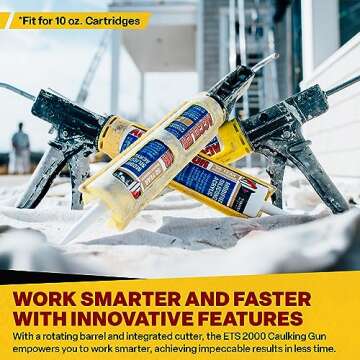 Dripless ETS2000 The Yellow Gun Composite Caulk Gun | Dripless Caulking Gun for 10 oz Cartridges or Tubes | Lightweight Body | 12:1 Thrust Ratio | Pro Painter Preferred