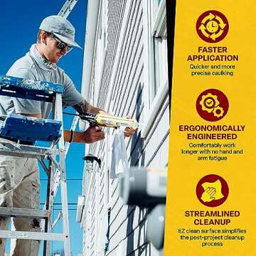 Dripless ETS2000 The Yellow Gun Composite Caulk Gun | Dripless Caulking Gun for 10 oz Cartridges or Tubes | Lightweight Body | 12:1 Thrust Ratio | Pro Painter Preferred