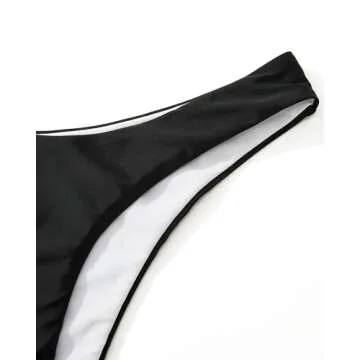 SUUKSESS Women Sexy High Waisted Thong Bikini Sets Reversible String Two Piece Swimsuits Push Up Bathing Suit(Black White,S)