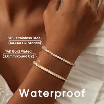 Supneer 18K Gold Plated Tennis Bracelets Gold Bangle Bracelets for Women Cubic Zirconia,Classic Love Friendship Gold Bracelets Dainty Gold Bracelets Cuff Jewelry Gifts for Birthdays Christmas Wedding
