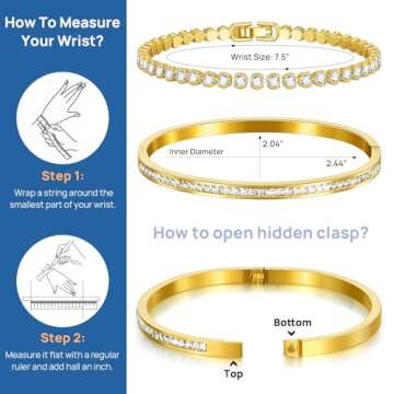 Supneer 18K Gold Plated Tennis Bracelets Gold Bangle Bracelets for Women Cubic Zirconia,Classic Love Friendship Gold Bracelets Dainty Gold Bracelets Cuff Jewelry Gifts for Birthdays Christmas Wedding