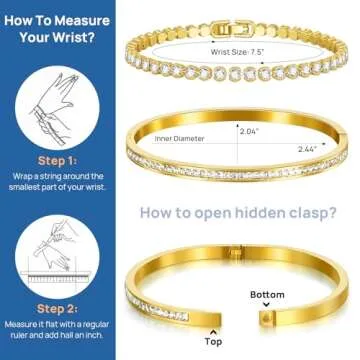 Supneer 18K Gold Plated Tennis Bracelets Gold Bangle Bracelets for Women Cubic Zirconia,Classic Love Friendship Gold Bracelets Dainty Gold Bracelets Cuff Jewelry Gifts for Birthdays Christmas Wedding