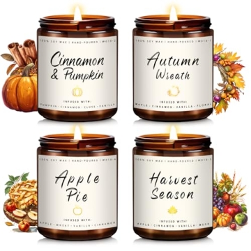 Winter Fall Candle Set 4 Pack Holiday Soy Candles