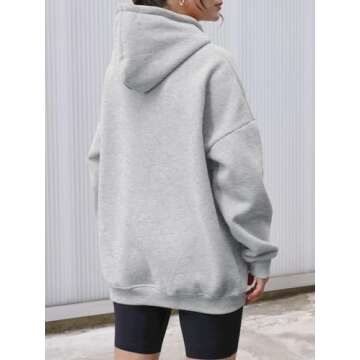 AUTOMET Womens Oversized Hoodies Fleece Sweatshirts Hooded Pullover 2025 Fashion Fall Clothes Trendy Outfits Winter Sweater Grey S
