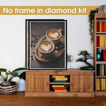 Bimkole 2 Pack 5D Diamond Art Painting Kits Coffee, Full Drill Letters Love DIY Rhinestone Embroider...