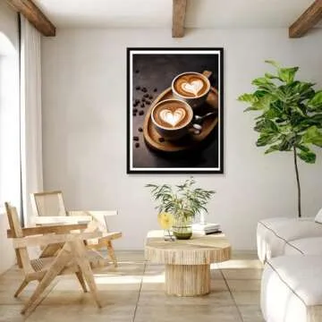 Bimkole 2 Pack 5D Diamond Art Painting Kits Coffee, Full Drill Letters Love DIY Rhinestone Embroidery Set Paint with Diamonds Art by Number Kits Cross Stitch Home Wall Craft Decoration (12x16in)