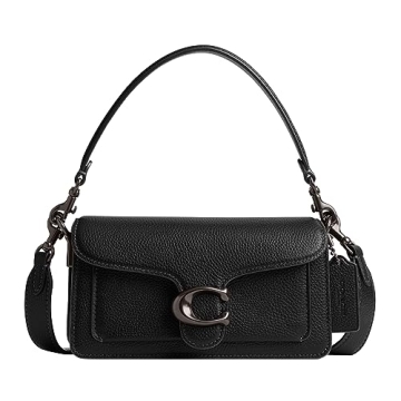 Elegant COACH Polished Pebble Leather Tabby Shoulder Bag 20 in Black - Versatile Luxury