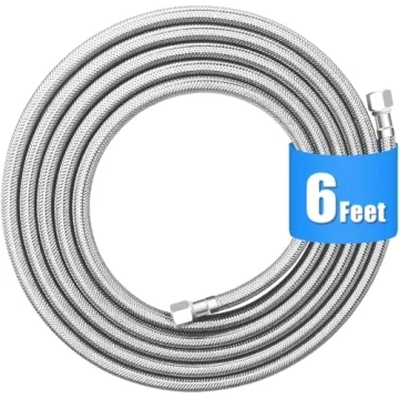 Premium 6FT Stainless Steel Braided Refrigerator Water Line for Ice Makers
