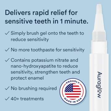 Auraglow Sensitivity Relief Serum Gel, Brush on Teeth to Reduce Sensitivity, Potassium Nitrate and N...