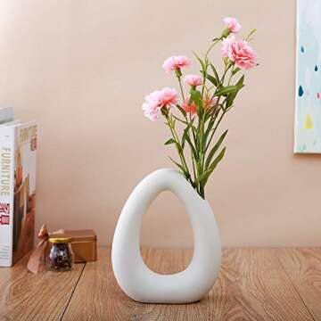 Anding White Ceramic Vase - Droplet Matte Surface Design - Modern Vase, Family, Wedding, Table Vase, Perfect Home Decor Vase (LY432516SET)