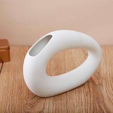 Anding White Ceramic Vase - Droplet Matte Surface Design - Modern Vase, Family, Wedding, Table Vase, Perfect Home Decor Vase (LY432516SET)