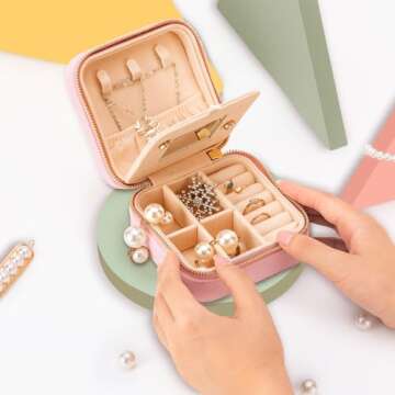Travel Velvet Jewelry Box with Mirror, Mini Gifts Case for Women Girls, Small Portable Organizer Box...