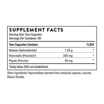 THORNE Multi Enzyme (Formerly B.P.P.) - Betaine, Pepsin, Pancreatin - Comprehensive Blend of Digesti...