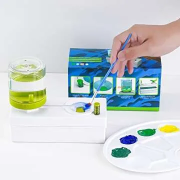 YiYLunneo Brush Rinser Paint Brush Cleaner Rinser with Drain Water Recycling Paintbrush Scrubber for Acrylic, Watercolor, Oil and Water-Based Paint Brushes Cleaning Tool (Green)