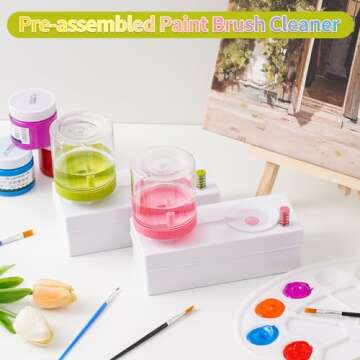 YiYLunneo Brush Rinser Paint Brush Cleaner Rinser with Drain Water Recycling Paintbrush Scrubber for Acrylic, Watercolor, Oil and Water-Based Paint Brushes Cleaning Tool (Green)