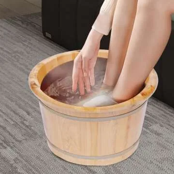 KONKENIE Wood Foot Bath Basin for Relaxation & Spa
