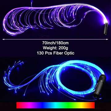 Fiber Optic Dance Whip, Light-up Led Dance Space Super Bright Light Rave for Party, Dancing, Parties, Light Shows, EDM Music Festivals - 2 Pack (02)