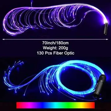 Fiber Optic Dance Whip for Raves and Parties - 2 Pack