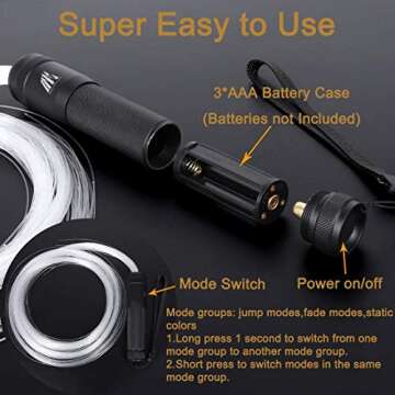 Fiber Optic Dance Whip, Light-up Led Dance Space Super Bright Light Rave for Party, Dancing, Parties, Light Shows, EDM Music Festivals - 2 Pack (02)