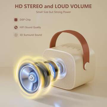 Kids Karaoke Machine for Girls, Portable Karaoke Speaker with Bluetooth and Wireless Microphone for ...