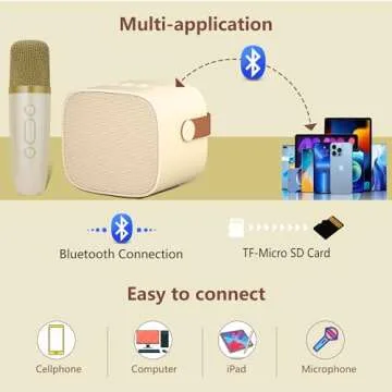 Kids Karaoke Machine for Girls, Portable Karaoke Speaker with Bluetooth and Wireless Microphone for Adults, Mini Karaoke Microphone Ideas Birthday Gifts for Girls Age 4 5 6 7 8+ Years Old(Off White)