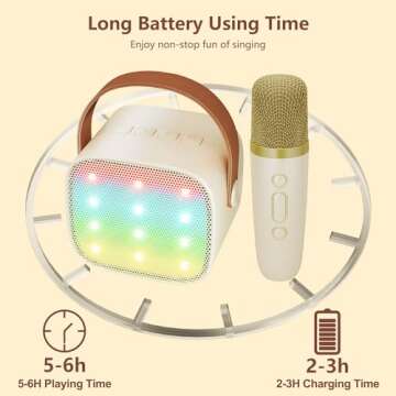 Kids Karaoke Machine for Girls, Portable Karaoke Speaker with Bluetooth and Wireless Microphone for Adults, Mini Karaoke Microphone Ideas Birthday Gifts for Girls Age 4 5 6 7 8+ Years Old(Off White)