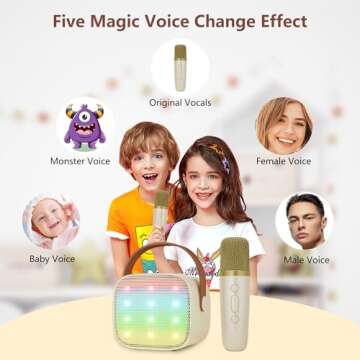 Kids Karaoke Machine for Girls, Portable Karaoke Speaker with Bluetooth and Wireless Microphone for Adults, Mini Karaoke Microphone Ideas Birthday Gifts for Girls Age 4 5 6 7 8+ Years Old(Off White)