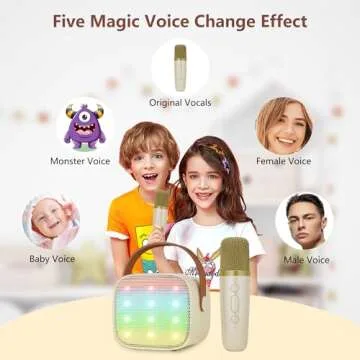 Kids Karaoke Machine for Girls, Portable Karaoke Speaker with Bluetooth and Wireless Microphone for Adults, Mini Karaoke Microphone Ideas Birthday Gifts for Girls Age 4 5 6 7 8+ Years Old(Off White)