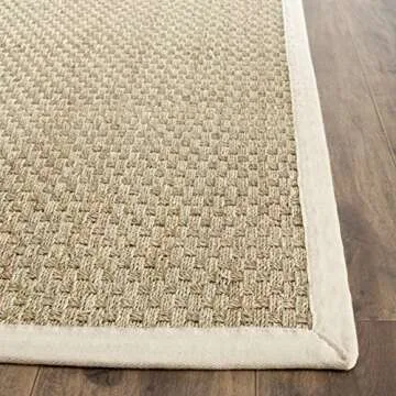 SAFAVIEH Natural Fiber Collection Accent Rug - 2' x 3',Natural & Ivory,Border Basketweave Seagrass Design,Easy Care,Ideal for High Traffic Areas in Entryway,Living Room,Bedroom (NF114J),Natural/Ivory