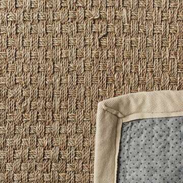 SAFAVIEH Natural Fiber Collection Accent Rug - 2' x 3',Natural & Ivory,Border Basketweave Seagrass Design,Easy Care,Ideal for High Traffic Areas in Entryway,Living Room,Bedroom (NF114J),Natural/Ivory