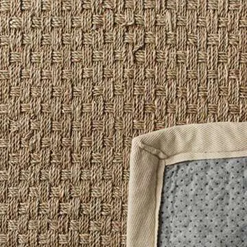 SAFAVIEH Natural Fiber Collection Accent Rug - 2' x 3',Natural & Ivory,Border Basketweave Seagrass Design,Easy Care,Ideal for High Traffic Areas in Entryway,Living Room,Bedroom (NF114J),Natural/Ivory