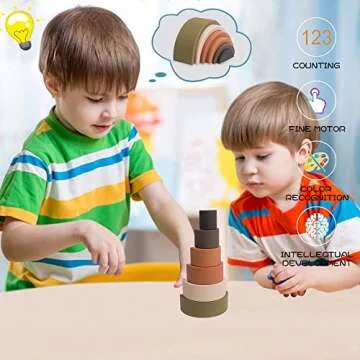 TOYHDAYO Rainbow Stacker Educational Silicone Toy